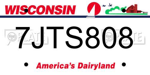 7JTS808 Wisconsin License Plate