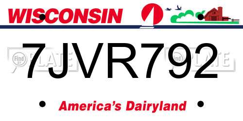 7JVR792 Wisconsin License Plate
