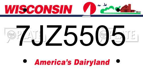 7JZ5505 Wisconsin License Plate