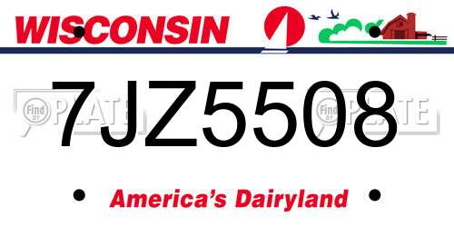 7JZ5508 Wisconsin License Plate