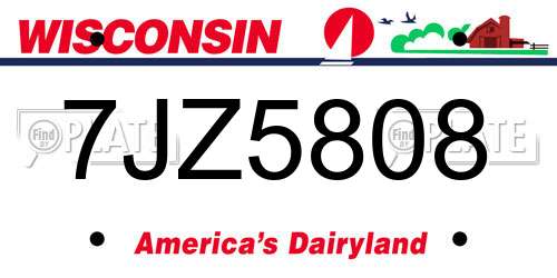 7JZ5808 Wisconsin License Plate