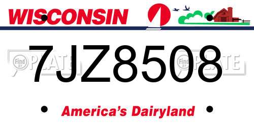 7JZ8508 Wisconsin License Plate