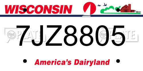 7JZ8805 Wisconsin License Plate