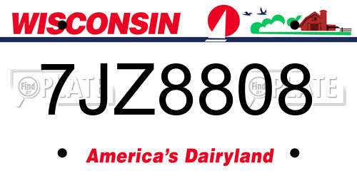 7JZ8808 Wisconsin License Plate