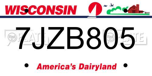 7JZB805 Wisconsin License Plate
