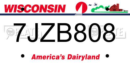 7JZB808 Wisconsin License Plate