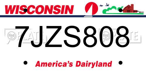 7JZS808 Wisconsin License Plate