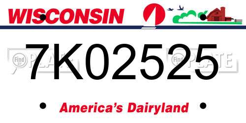 7K02525 Wisconsin License Plate