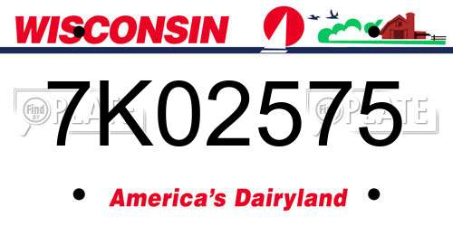 7K02575 Wisconsin License Plate
