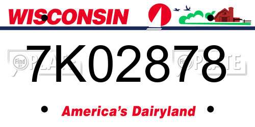 7K02878 Wisconsin License Plate