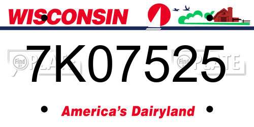 7K07525 Wisconsin License Plate