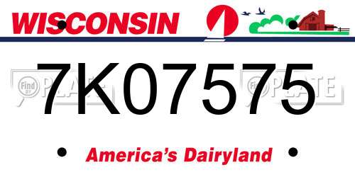 7K07575 Wisconsin License Plate