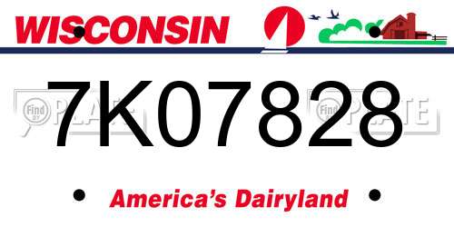 7K07828 Wisconsin License Plate