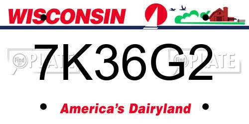 7K36G2 Wisconsin License Plate