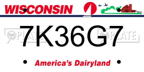 7K36G7 Wisconsin License Plate