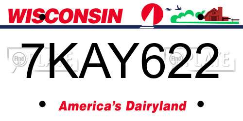 7KAY622 Wisconsin License Plate
