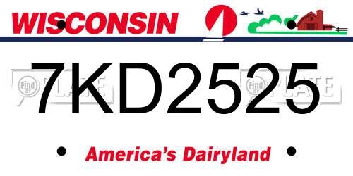 7KD2525 Wisconsin License Plate
