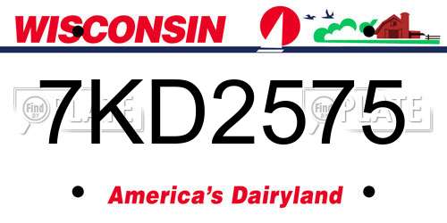 7KD2575 Wisconsin License Plate