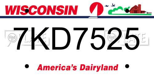 7KD7525 Wisconsin License Plate
