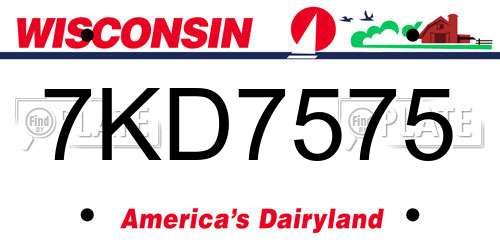 7KD7575 Wisconsin License Plate
