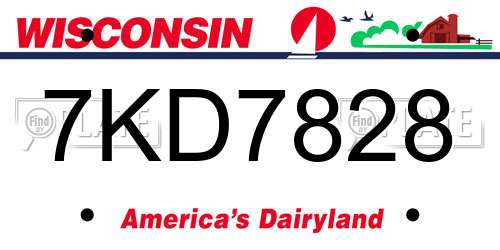 7KD7828 Wisconsin License Plate