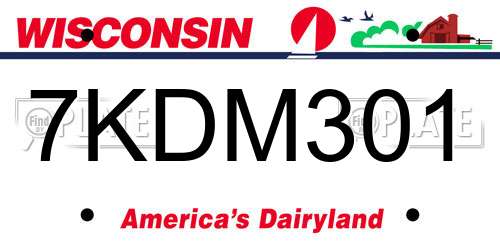 7KDM301 Wisconsin License Plate