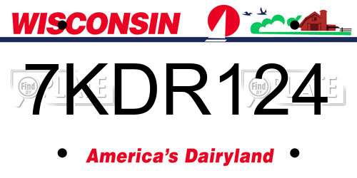 7KDR124 Wisconsin License Plate
