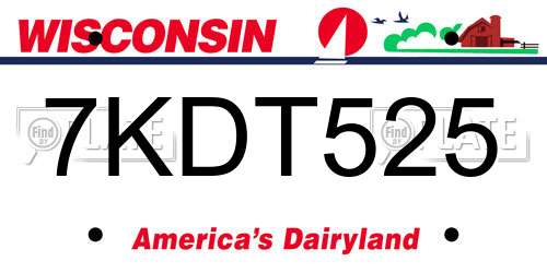 7KDT525 Wisconsin License Plate