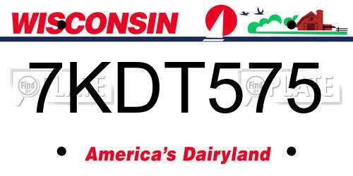 7KDT575 Wisconsin License Plate
