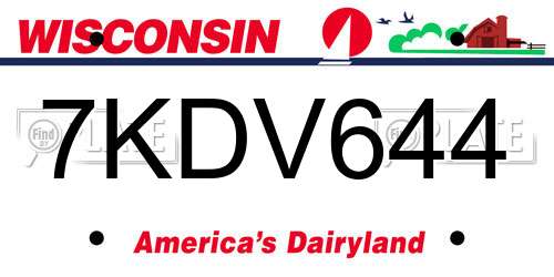 7KDV644 Wisconsin License Plate