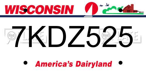 7KDZ525 Wisconsin License Plate