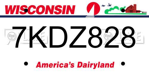 7KDZ828 Wisconsin License Plate