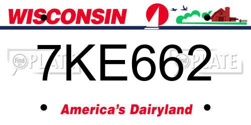 7KE662 Wisconsin License Plate