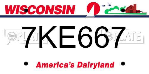 7KE667 Wisconsin License Plate