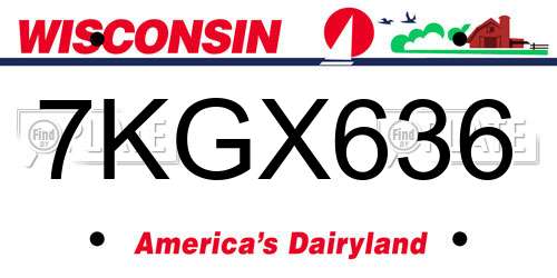 7KGX636 Wisconsin License Plate