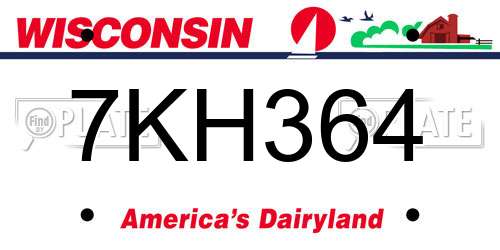 7KH364 Wisconsin License Plate