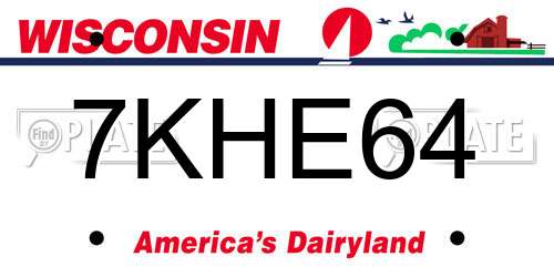 7KHE64 Wisconsin License Plate