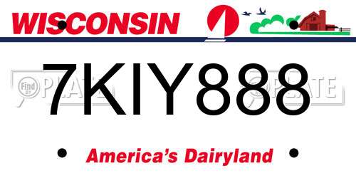 7KIY888 Wisconsin License Plate