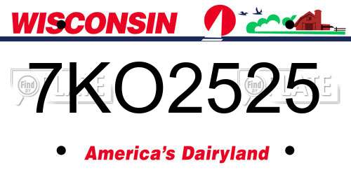 7KO2525 Wisconsin License Plate