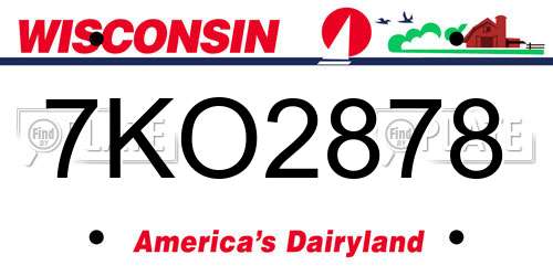 7KO2878 Wisconsin License Plate