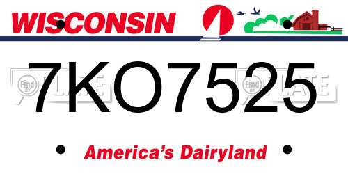 7KO7525 Wisconsin License Plate