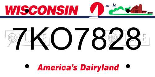 7KO7828 Wisconsin License Plate