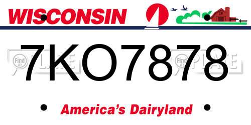 7KO7878 Wisconsin License Plate