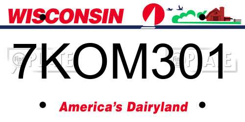 7KOM301 Wisconsin License Plate