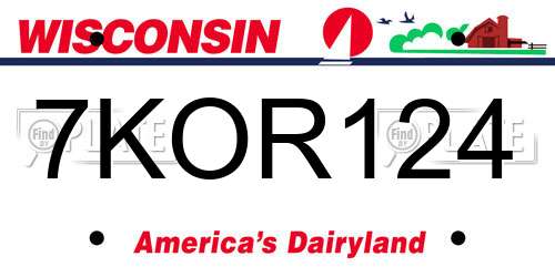 7KOR124 Wisconsin License Plate