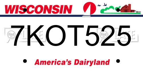 7KOT525 Wisconsin License Plate