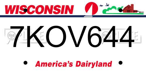 7KOV644 Wisconsin License Plate