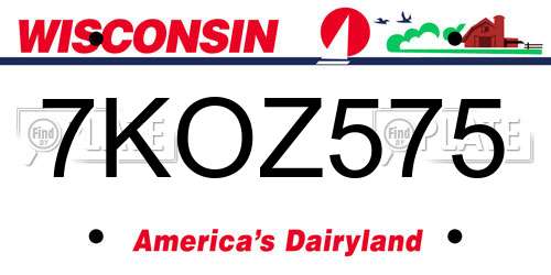7KOZ575 Wisconsin License Plate