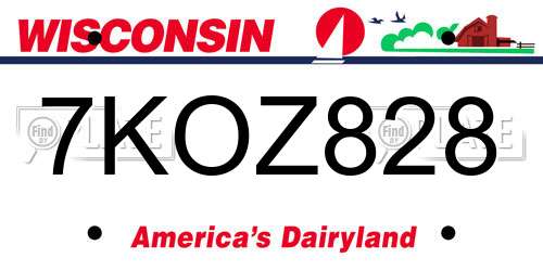 7KOZ828 Wisconsin License Plate