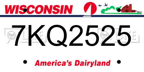 7KQ2525 Wisconsin License Plate
